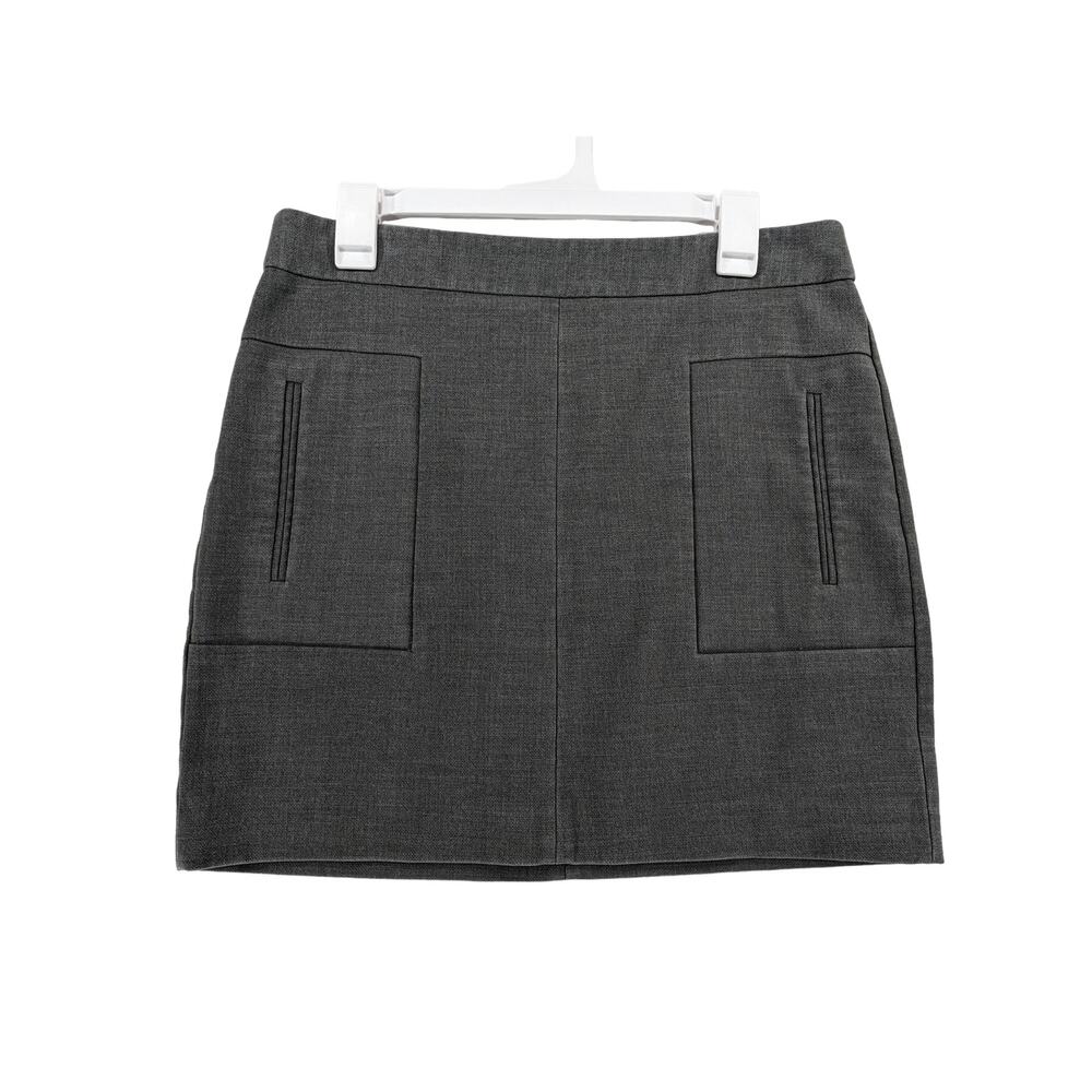 Loft Straight Pencil Skirt 8 Gray Micro Back Zip Slit Pockets Office Formal Work